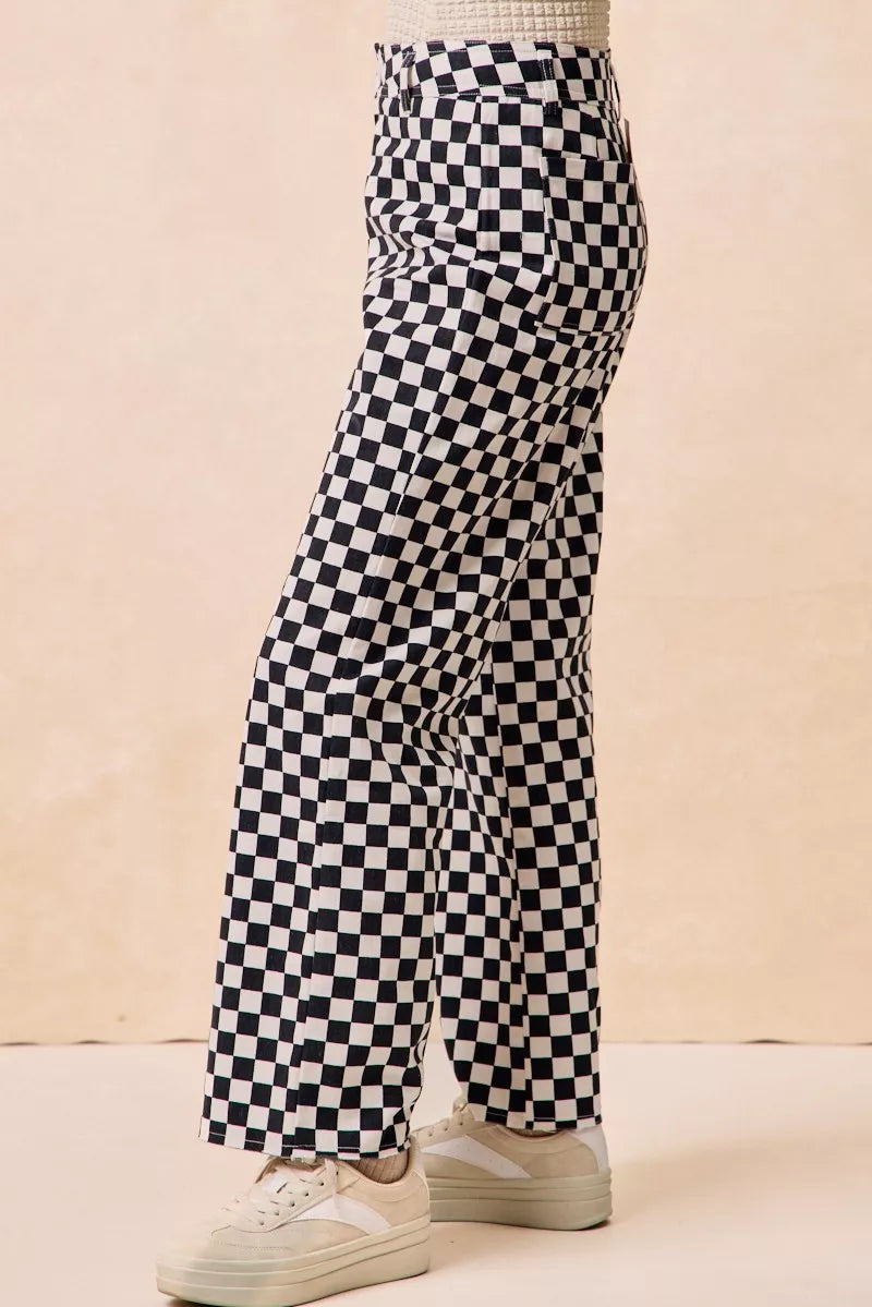 Gameday Theme Checkered Printed Pants
