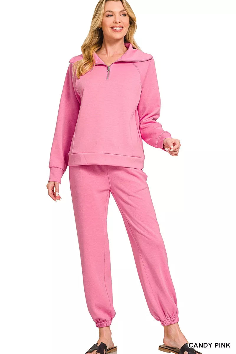 I am a Fashion junky Scuba Half Zip Sweatshirts and Joggers Set