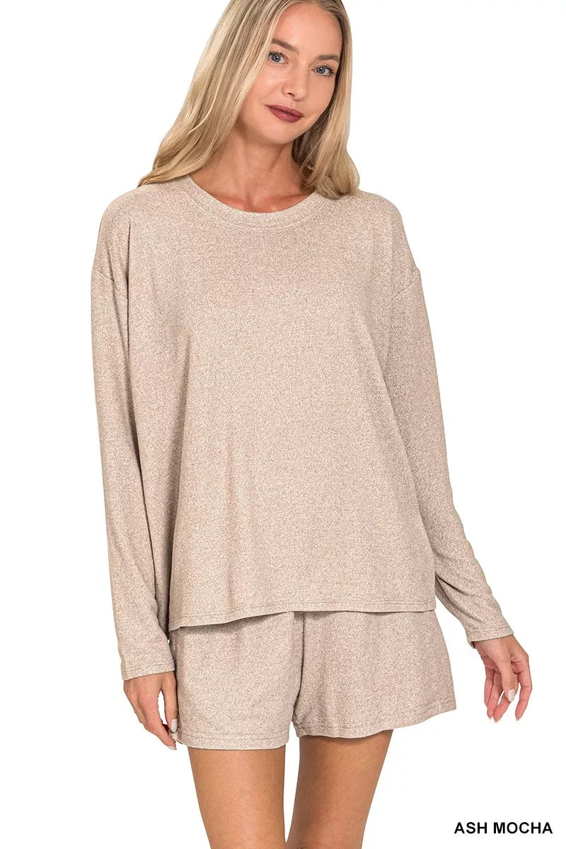 I am a Fashion Junky Soft Melange Long Sleeve Tee and Shorts Set