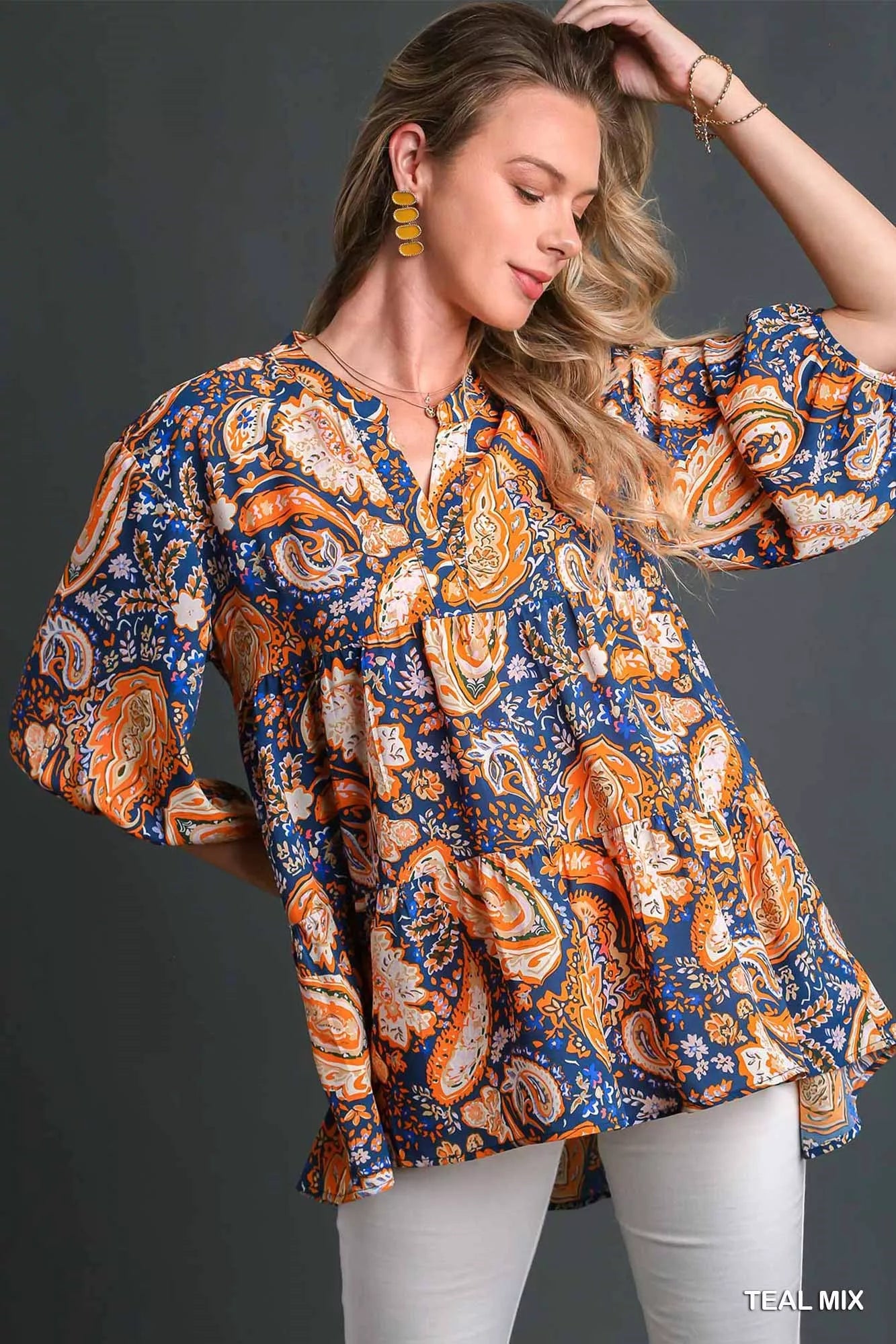 Mix Paisley Boho Tunic Blouse