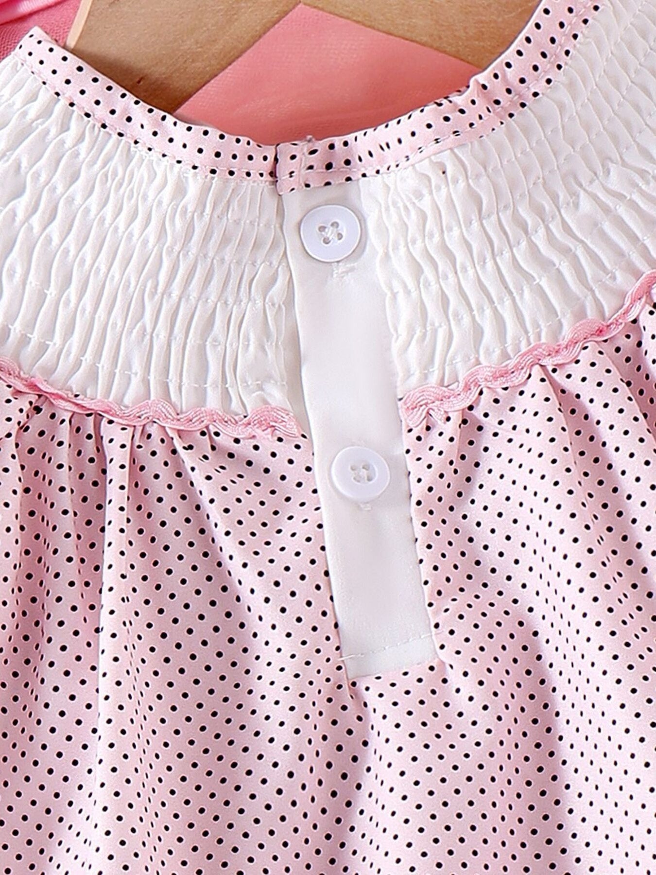 Children's Bunny Embroidered Polka Dot Dress