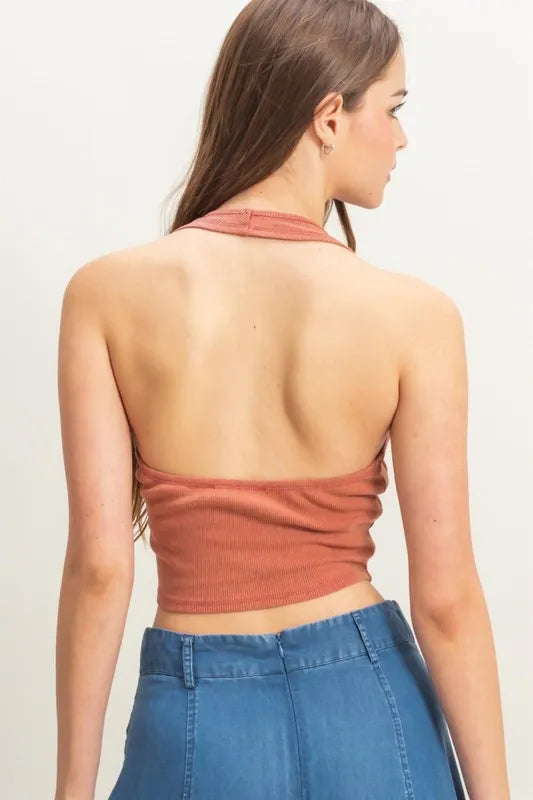 Mineral Wash Halter Neck Everyday Top