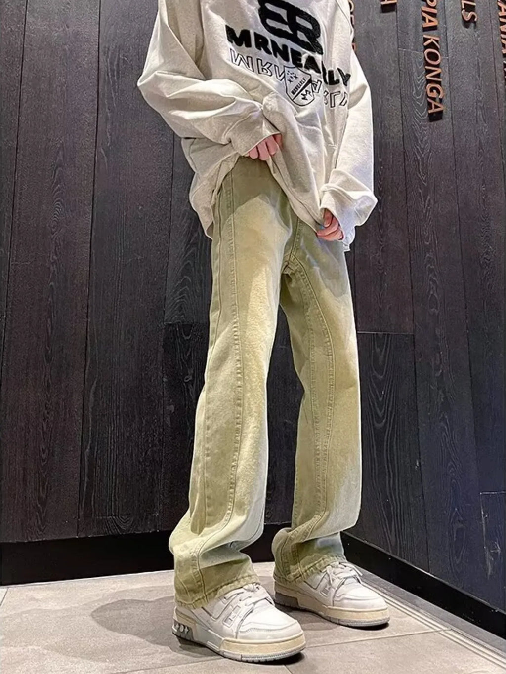 Men's Full Size Vintage Wash Wide Leg Jeans Plus Size