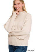 I am a Fashion Junky Balloon Sleeve Mock Neck Sweater