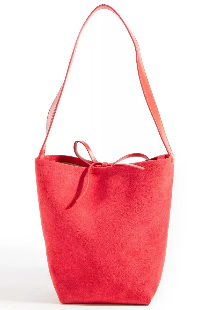 Bucket Pouch Faux Suede Tote Bag