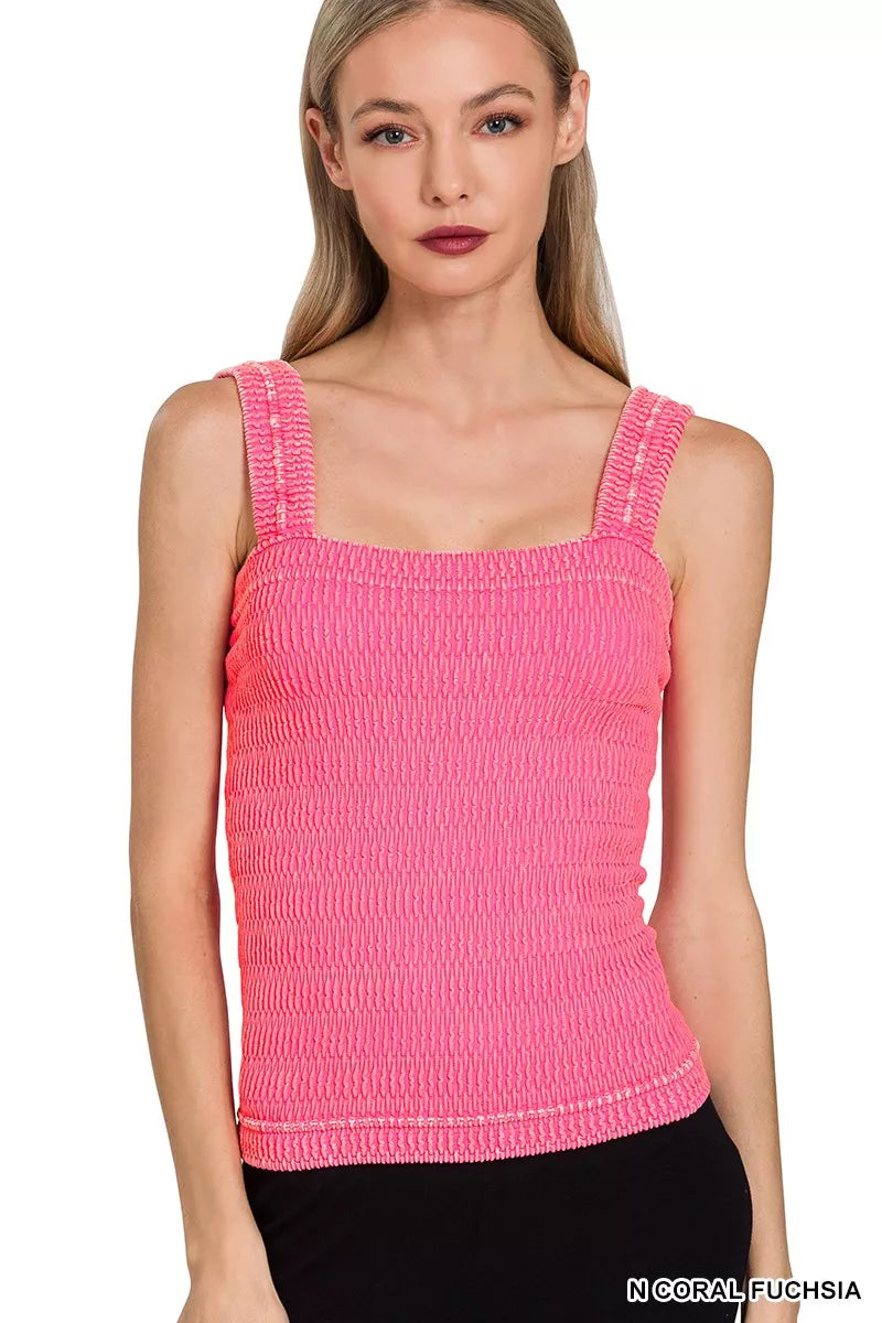 Seamless Winkle Stone Washed Tank Top