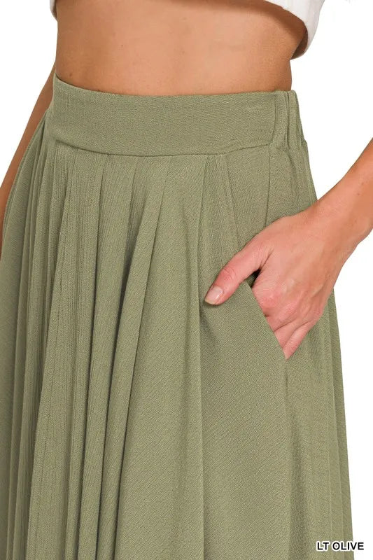 Woven Crinkle Gauze Crop Tee and Skirt Set