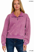 I am a Fashion junky Acid Wash Fleece Half Zip Sweatshirt