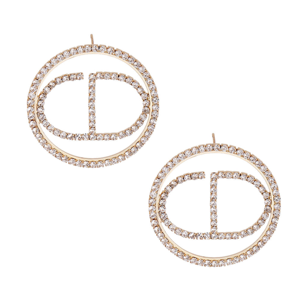 Round Gold Metal Stud Earrings Stylish Casual Jewelry