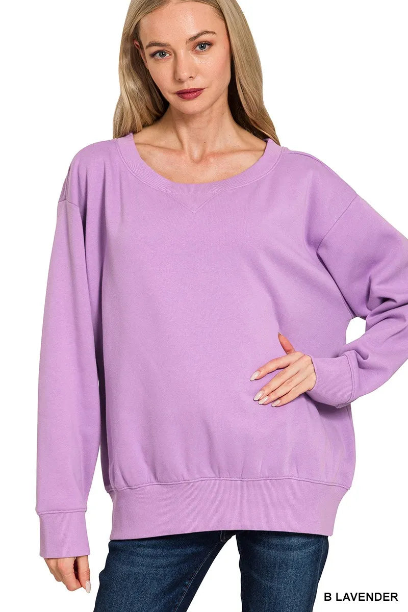 Fleece Boat Neck Sweatshirt