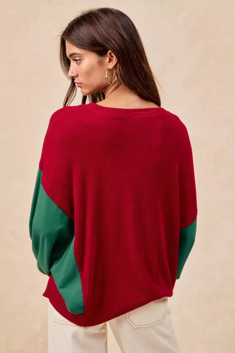 Christmas Theme Tree Embroidered Sweater