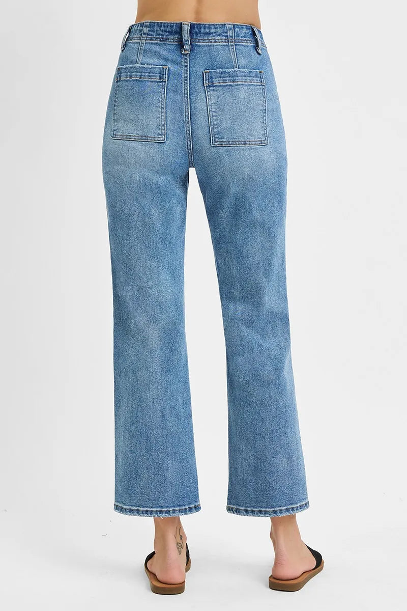 Full Size High Waisted Bootcut Cropped Jeans Plus Size