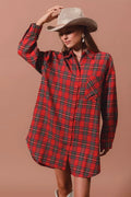 Christmas Checker Plaid Button Up Shirt Dress