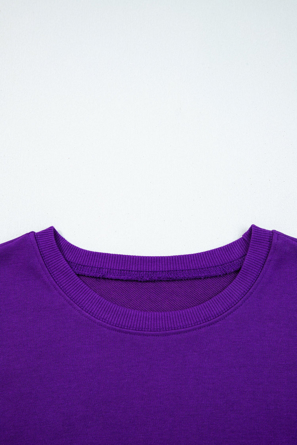 Tillandsia Purple Varsity Contrast Banded Sleeve Shift Sweatshirt Dress