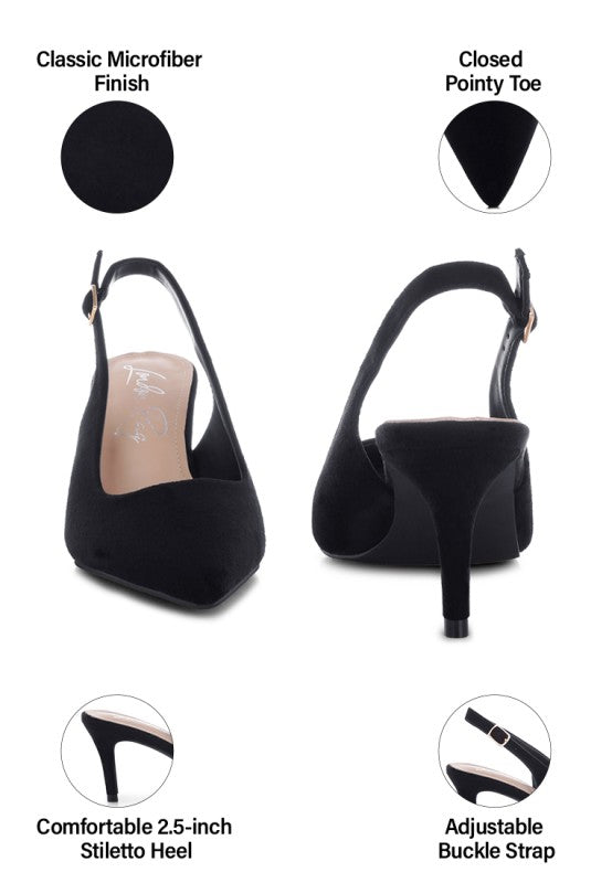 Theobs Soft Microfiber Pointed Toe Slingbacks