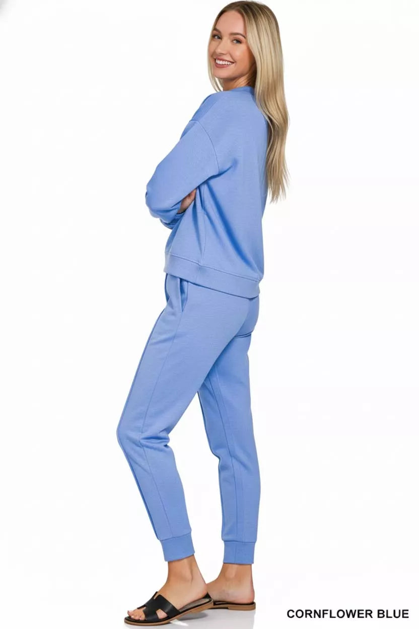 I am a Fashion junky Scuba Mock Neck Sweatshirt and Joggers Set