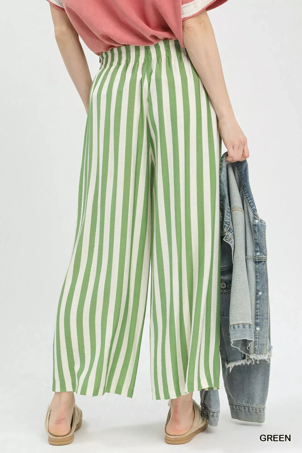 Vertical Stripe Wide Leg Pants
