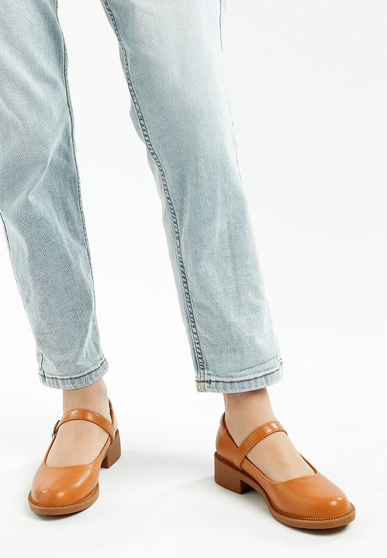 Ejeta  Faux Leather Mary Jane Shoes