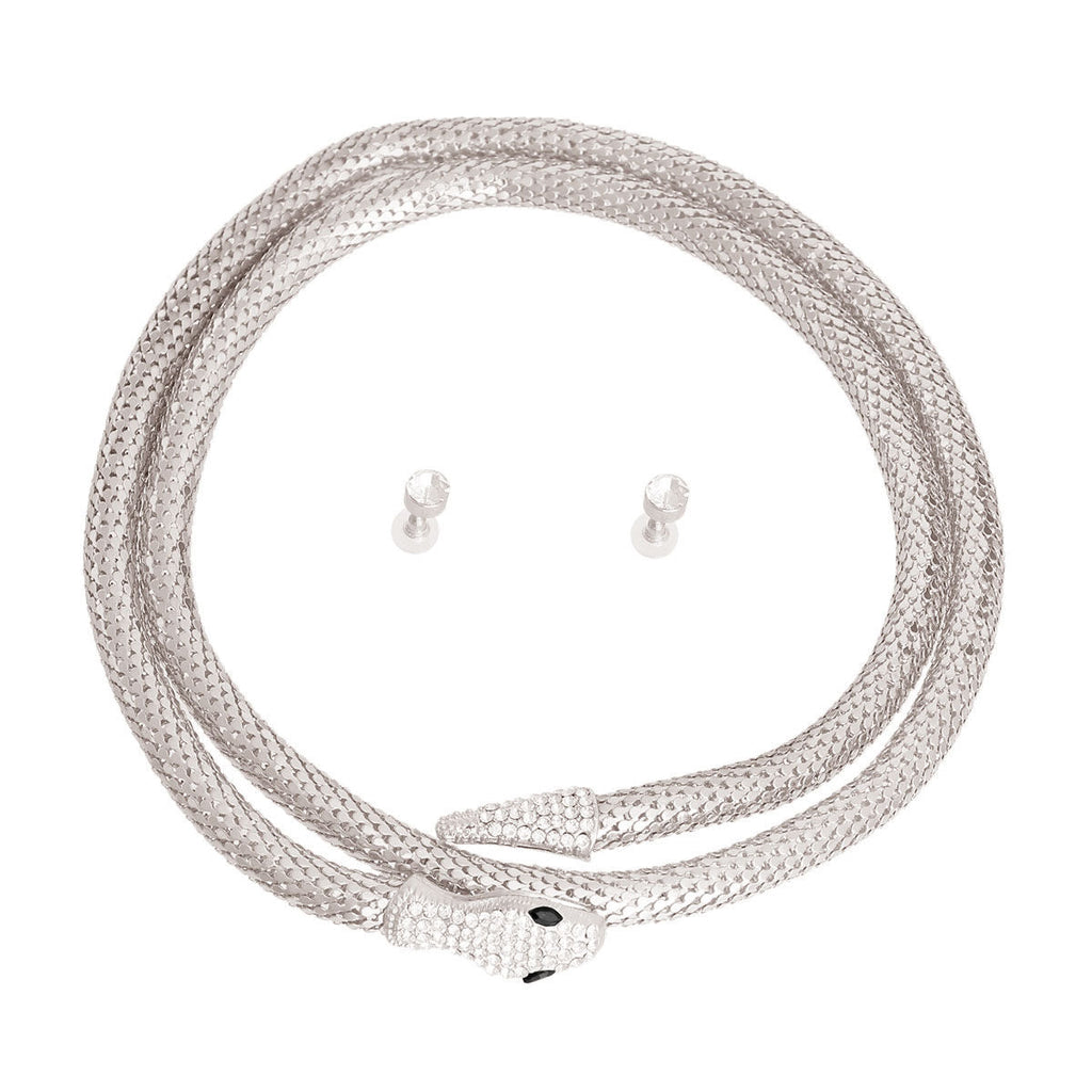 Endless Snake Chain Silver Mesh Necklace Stylish Chic Jewelry Accessory