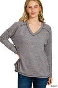 Soft Melange Hacci Exposed Seam Hi-low Tee