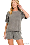 Halo Snow Washed Short Sleeve Tee and Shorts Set