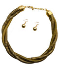 Twisted Cord Necklace Set Black and Gold Stylish Statement Jewelry