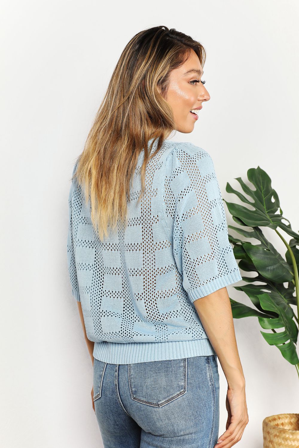 I am a Fashion junky Ribbed Trim Round Neck Knit Top