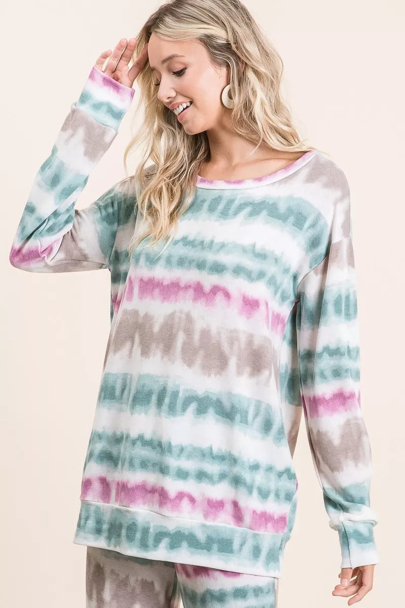 Tie Dye Print Terry Sweatshirt