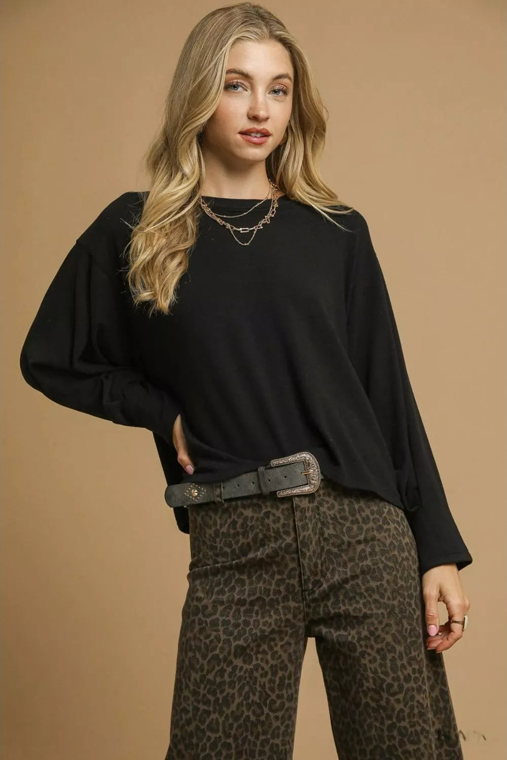 Brushed Fleeve Crewneck Top