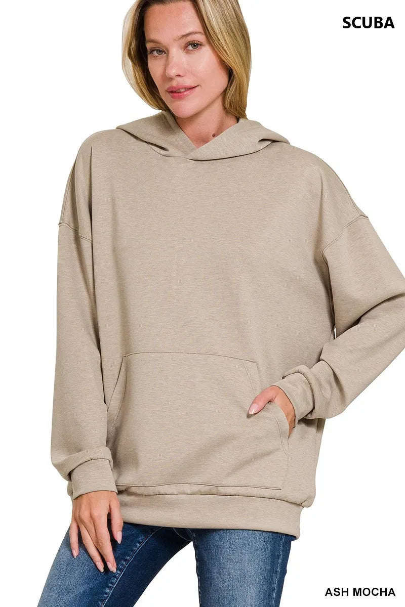 Oversized Scuba Hoodie with Kangaroo Pocket