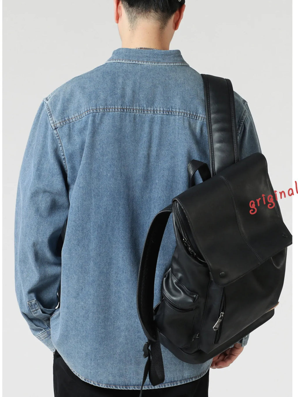Men's Plus Size Wash Denim Shirt with Chest Pockets