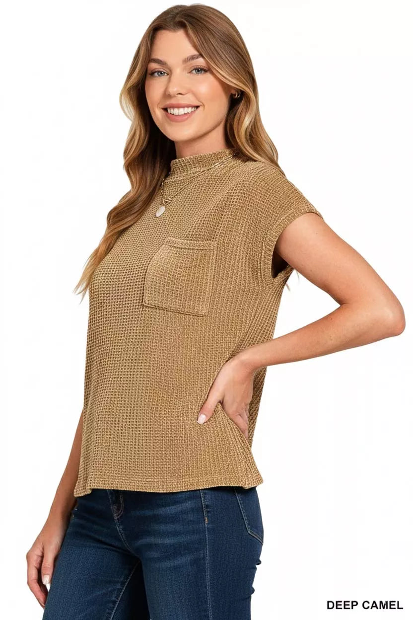 Chenille Waffle Short Sleeve Sweater