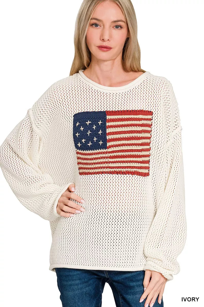 American Flag Crew Neck Sweater
