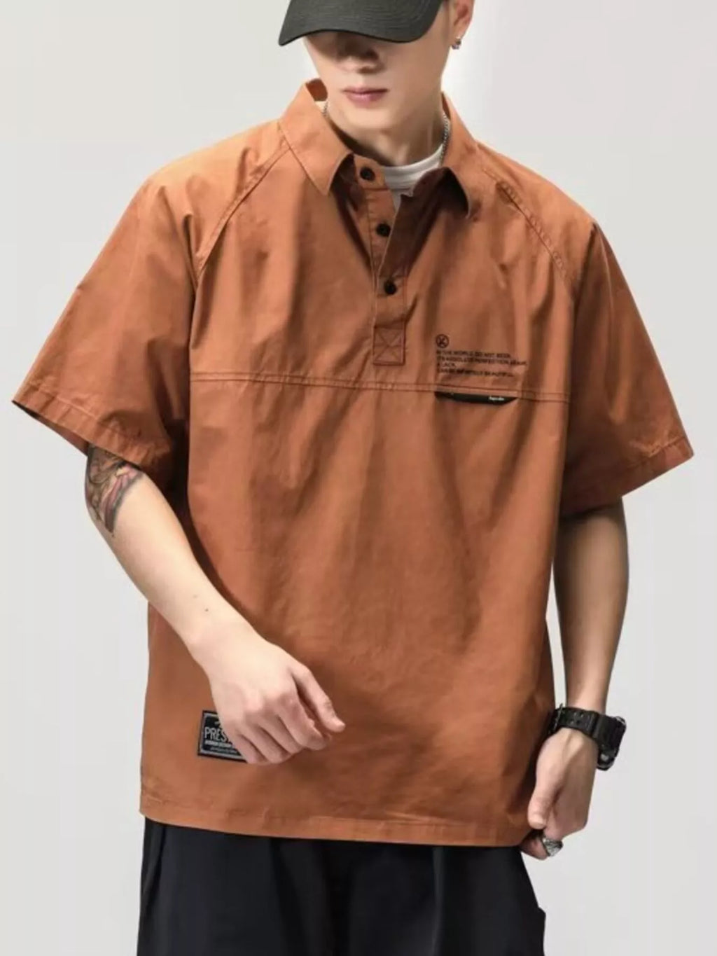 Men's Plus Size Button Detail Half Sleeve Polo