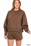 I am a Fashion Junky Fleece Round Neck Sweatshirt and Shorts Set