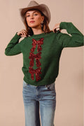 Sequins Bow Ribbon Embellished Christmas Sweater