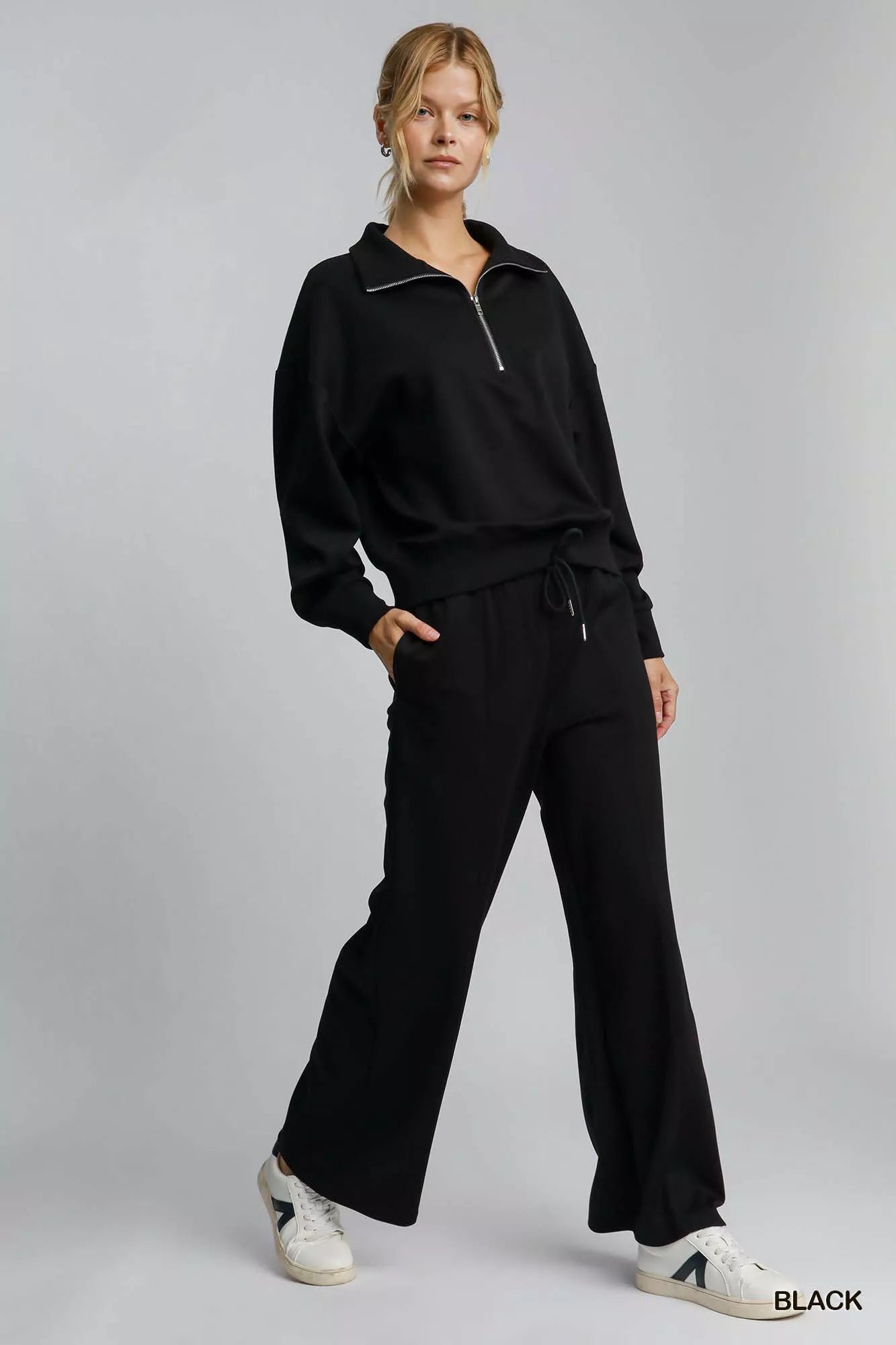 Half Zip Drop Shoulder Sweatshirt