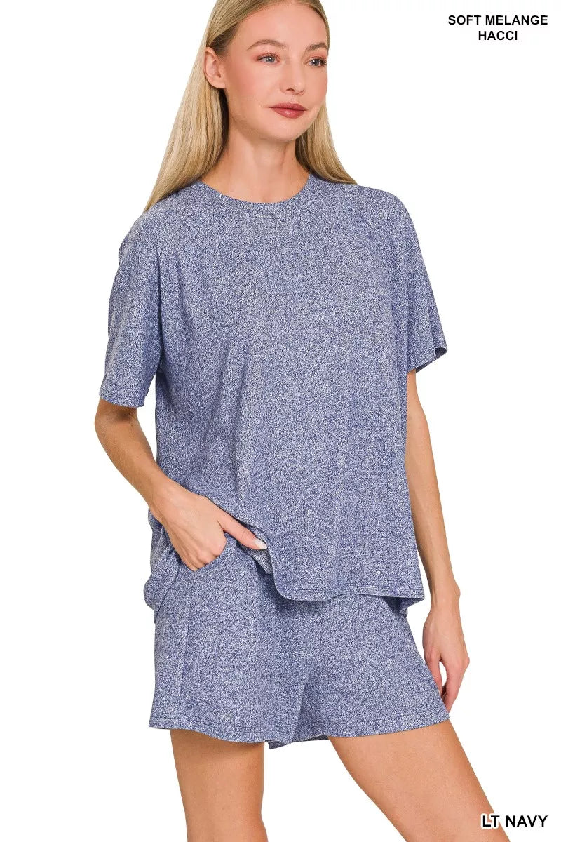 I am a Fashion junky Soft Melange Short Sleeve Tee and Shorts Set