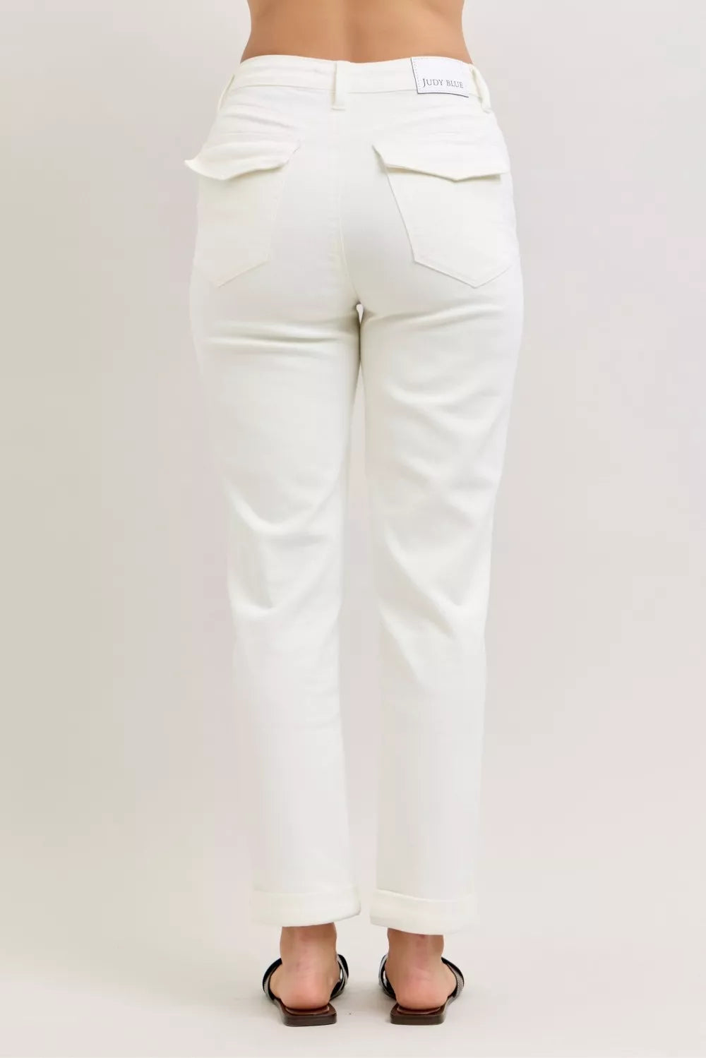 High Waist Jeans with Patch Pockets
