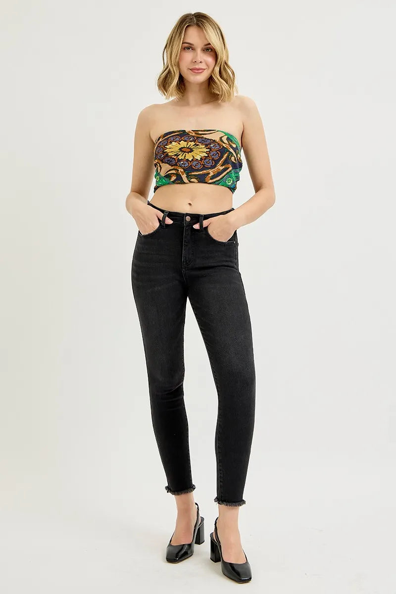 Full Size Tummy Control High Rise Adjustable Waist Skinny Jeans Plus Size