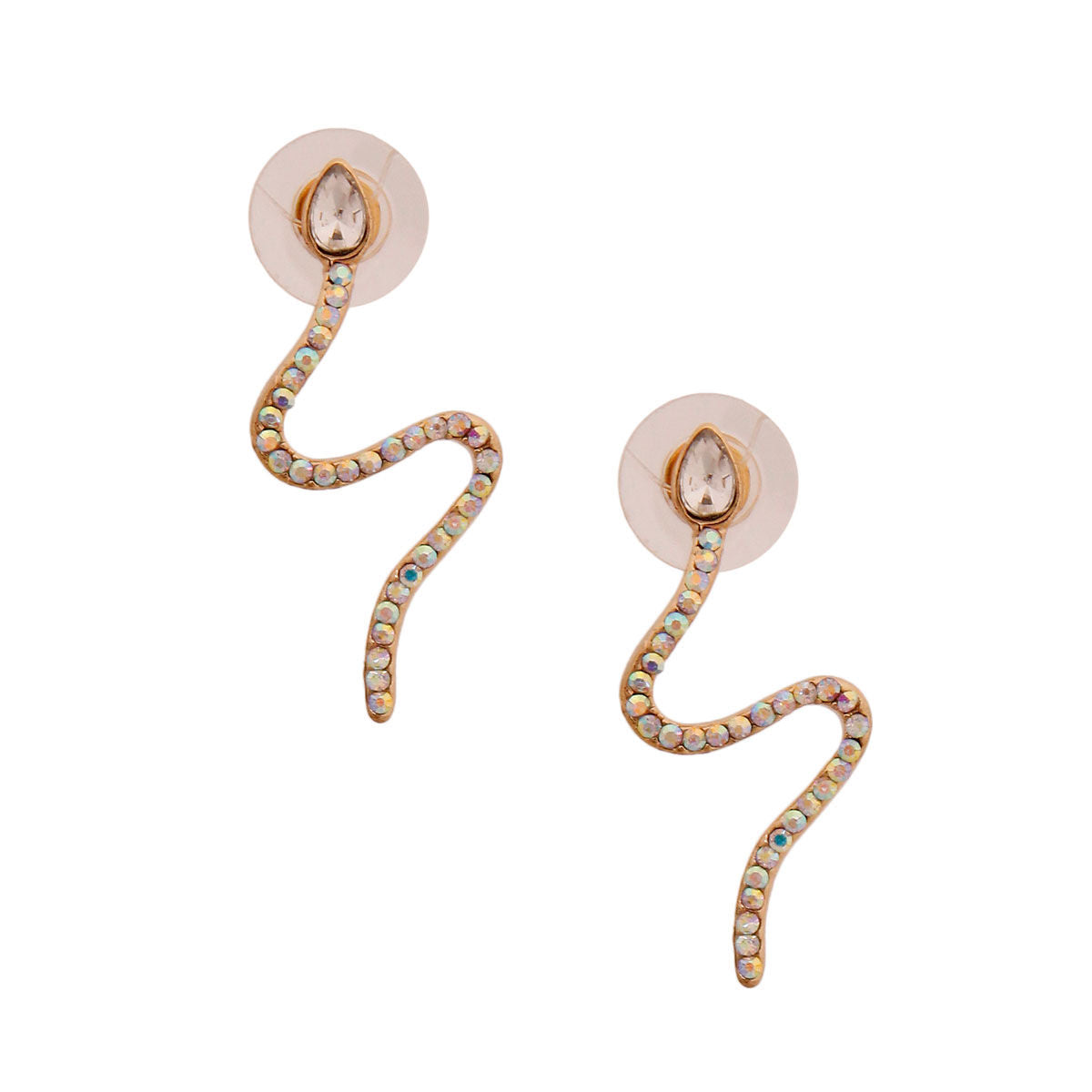 Thin Wavy Snake Earrings Gold Stylish Statement Jewelry