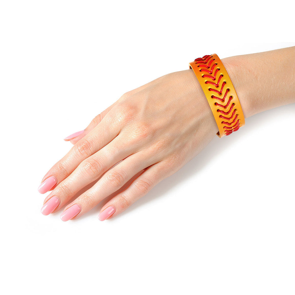 Snap Bracelet Softball Accessory in Mustard Yellow, Trendy Casual Jewelry