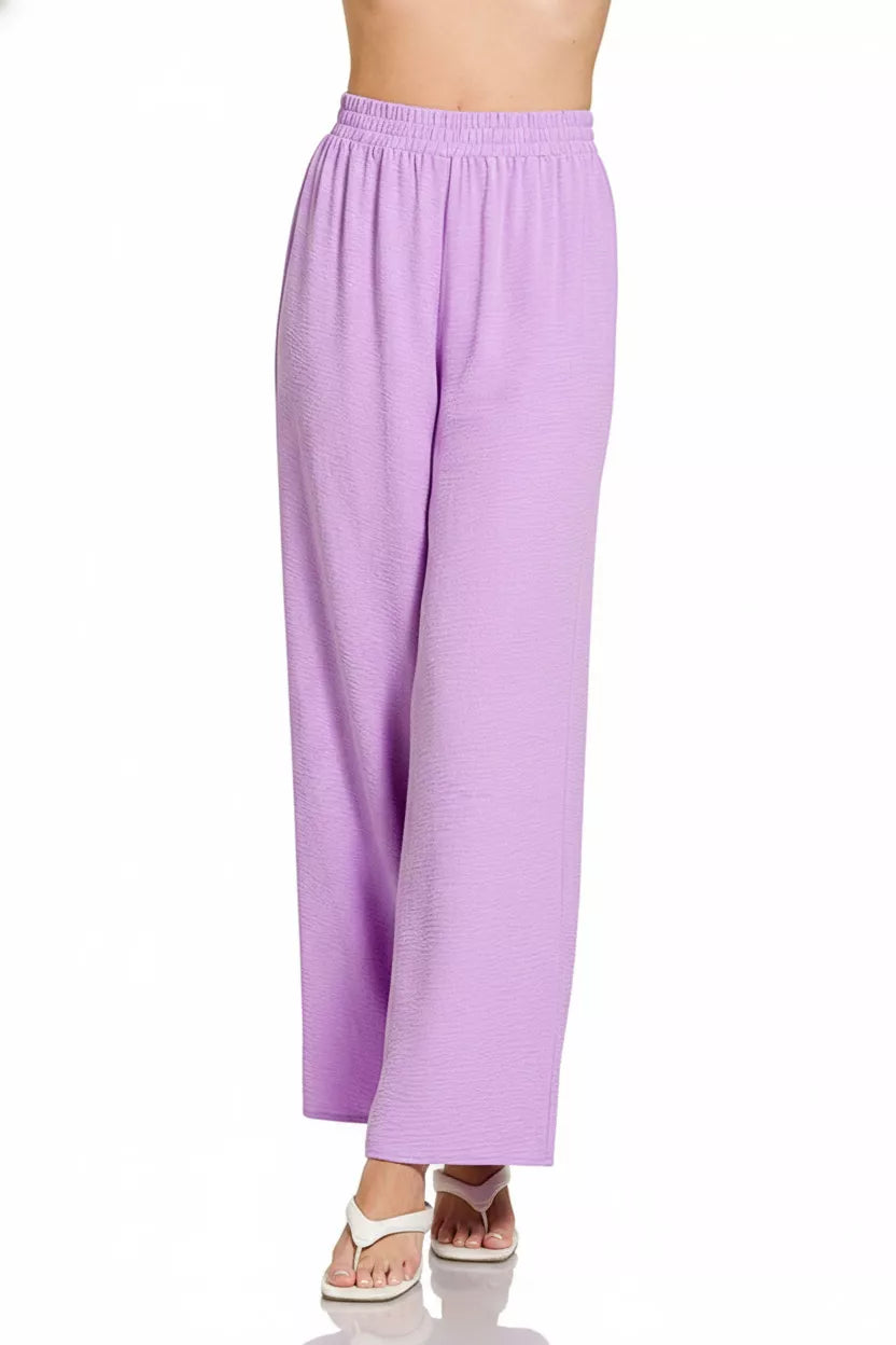 Woven Airflow Elastic Waistband Pants
