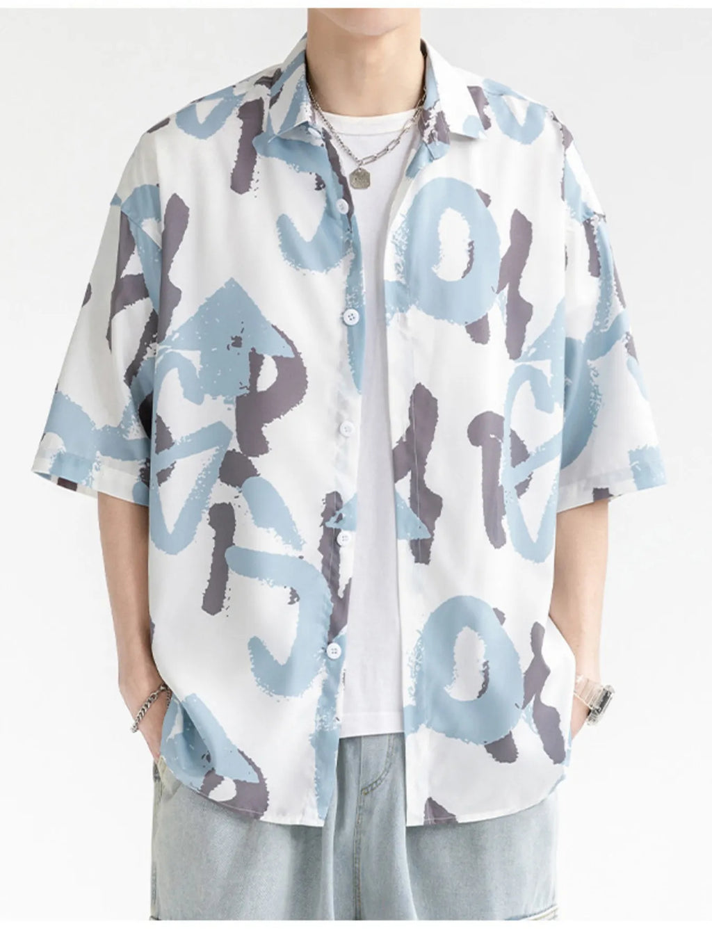 Men's Plus Size Abstract Print Short Sleeve Shirt