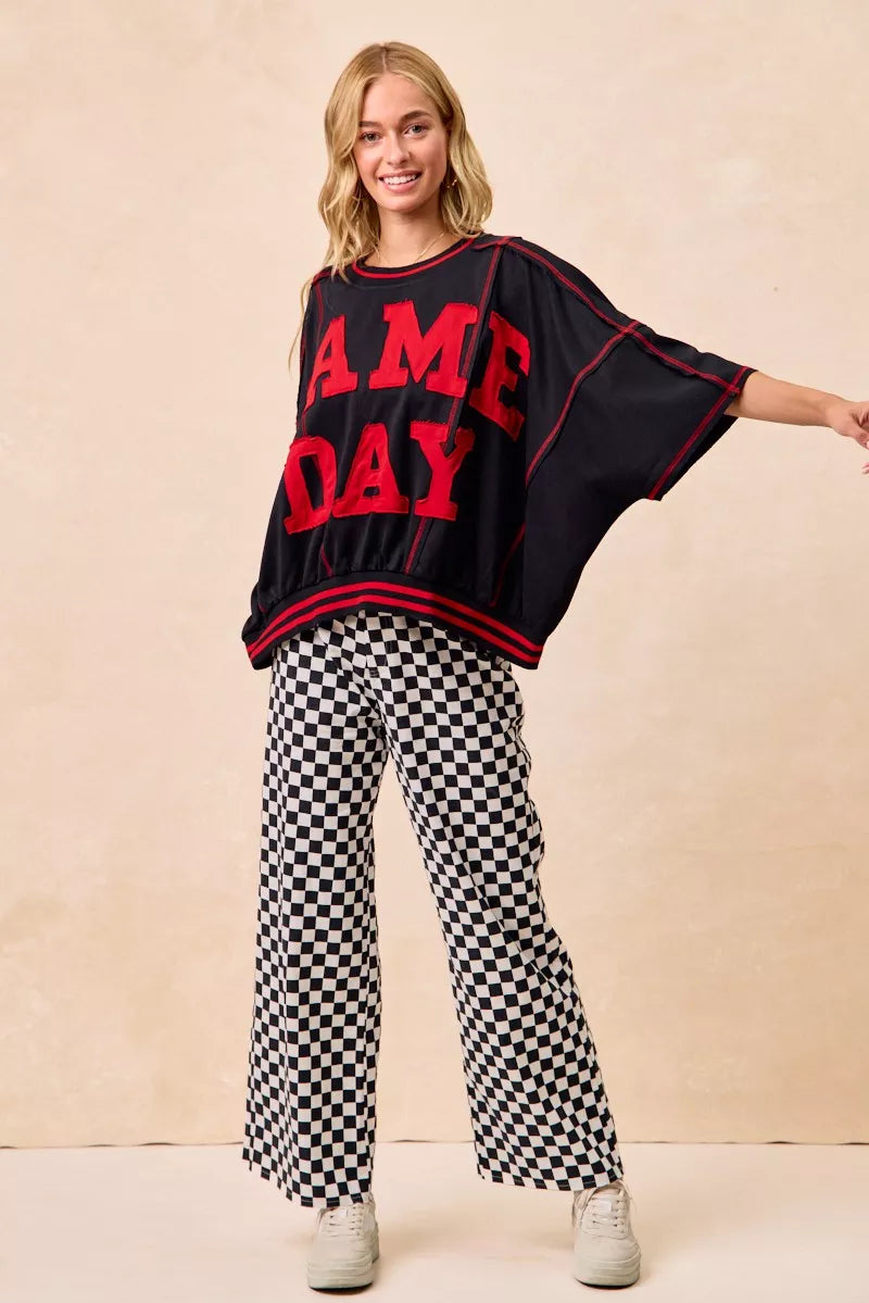 Gameday Theme Checkered Printed Pants