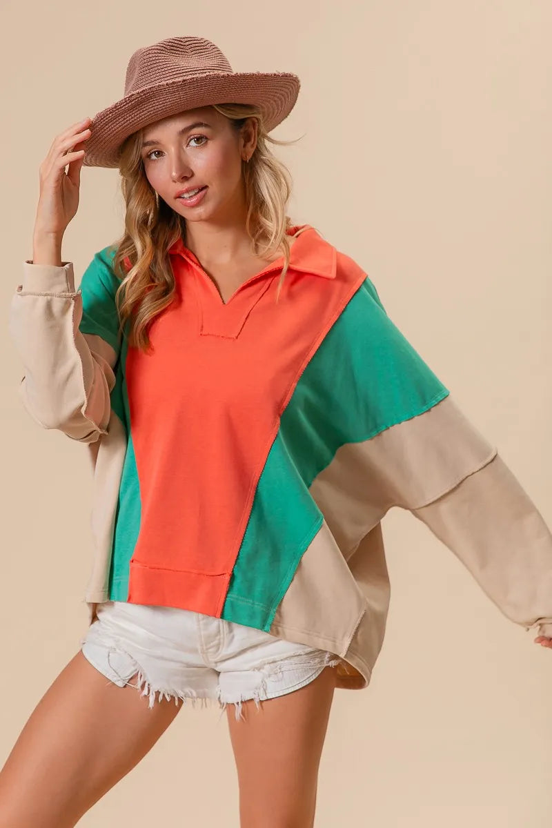 Colorblock Exposed Seam French Terry Sweatshirt