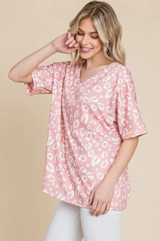 Loose Fit Animal Print Soft Knit Top
