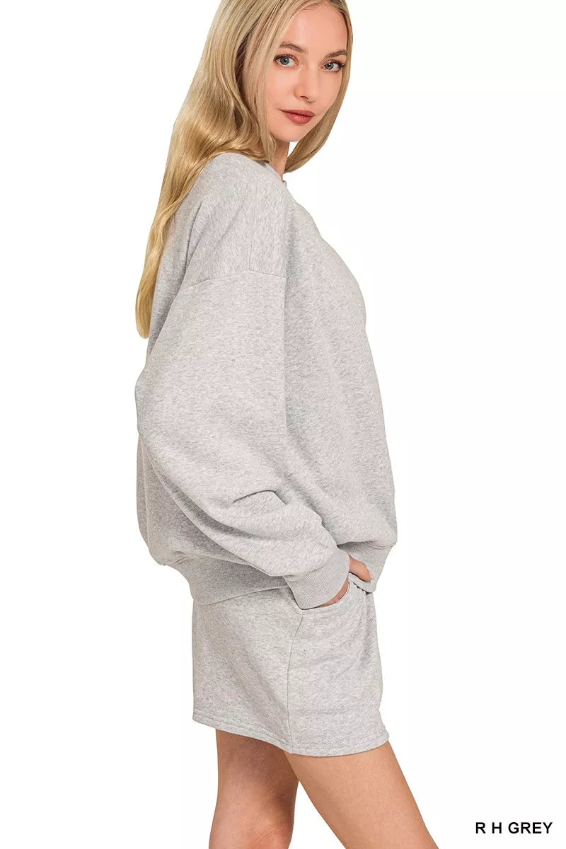 Fleece Long Sleeve Sweatshirts & Shorts Set