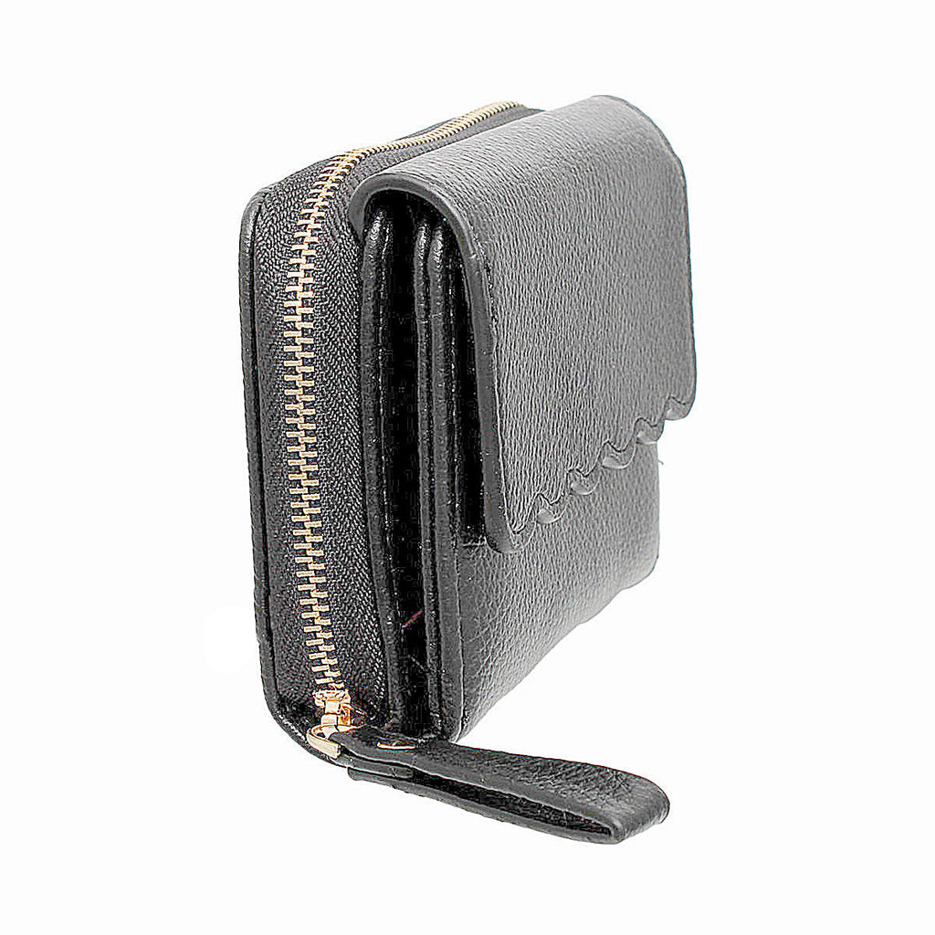 Women’s Accordion Wallet Black Snap Cardholder Stylish and Chic