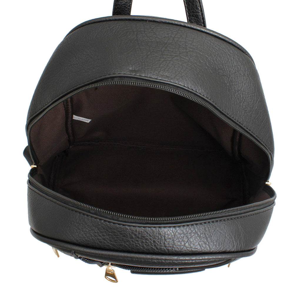 Women’s Medium Moto Backpack Black Zipper Casual Stylish Bag